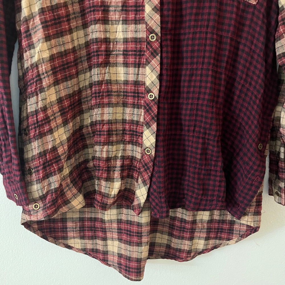 Mystree Jayne Plaid Contrast Long Sleeve Button Up Shirt Women Medium NWT - Picture 4 of 12